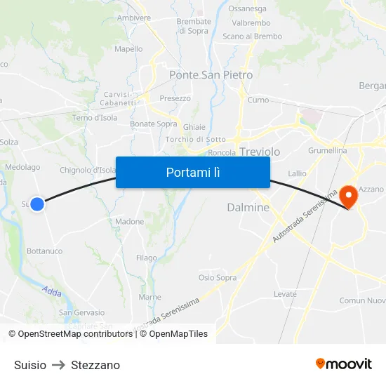 Suisio to Stezzano map