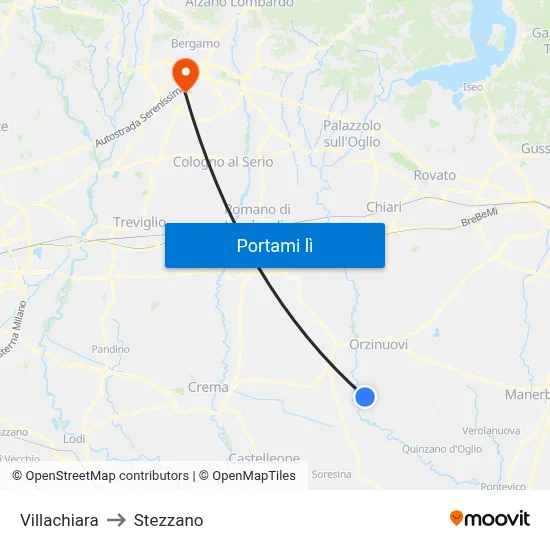 Villachiara to Stezzano map
