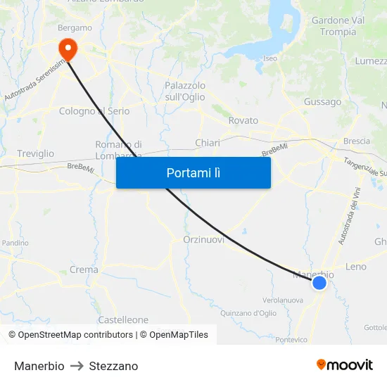 Manerbio to Stezzano map