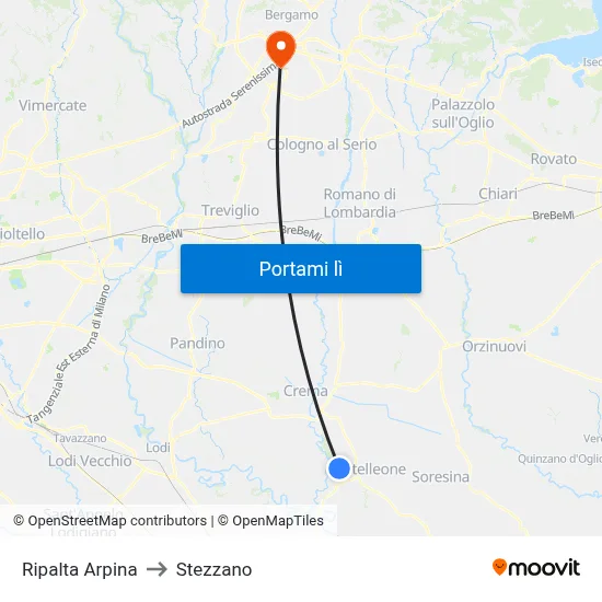 Ripalta Arpina to Stezzano map