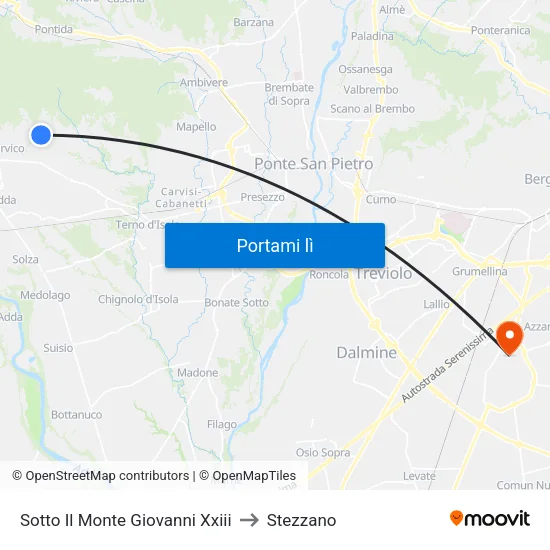 Sotto Il Monte Giovanni Xxiii to Stezzano map