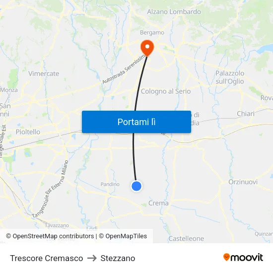 Trescore Cremasco to Stezzano map