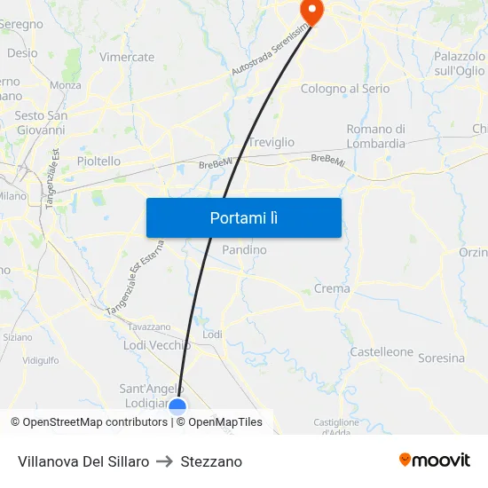 Villanova Del Sillaro to Stezzano map