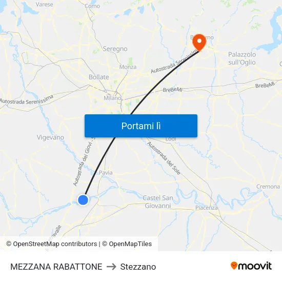 MEZZANA RABATTONE to Stezzano map