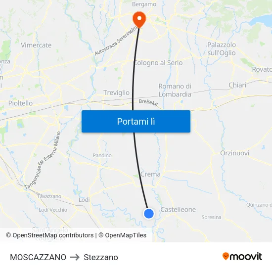 MOSCAZZANO to Stezzano map