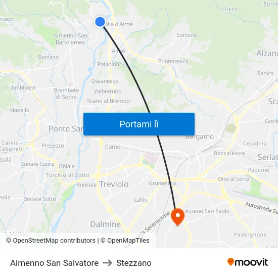Almenno San Salvatore to Stezzano map