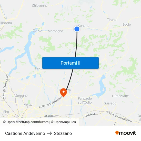 Castione Andevenno to Stezzano map