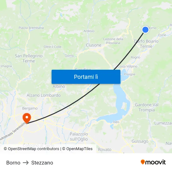 Borno to Stezzano map