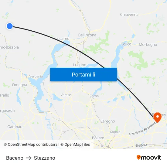 Baceno to Stezzano map