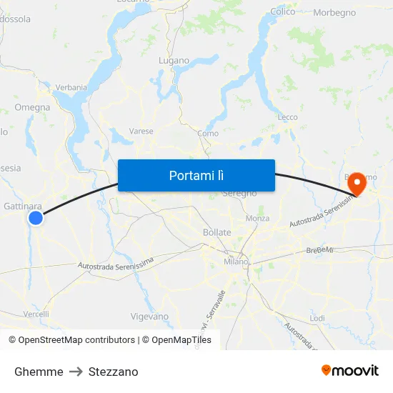 Ghemme to Stezzano map
