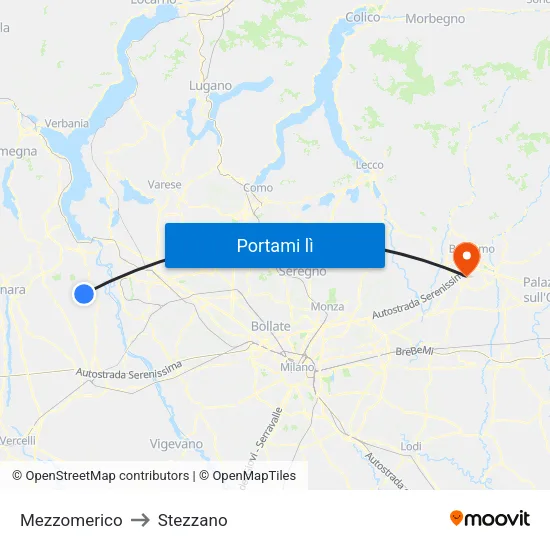 Mezzomerico to Stezzano map