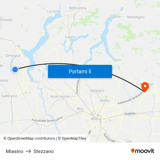 Miasino to Stezzano map