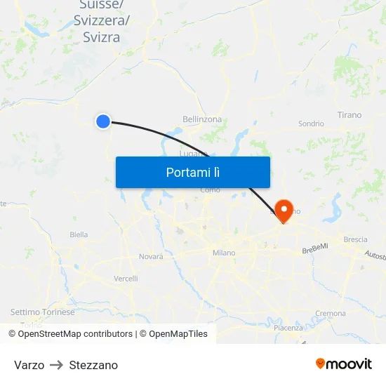 Varzo to Stezzano map