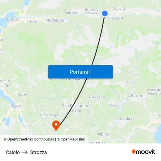 Caiolo to Strozza map