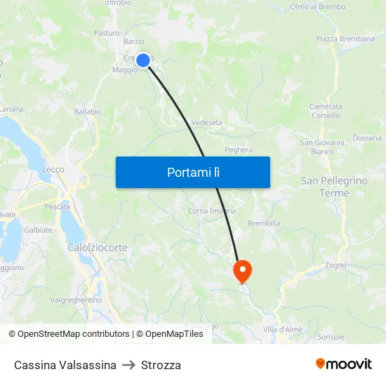 Cassina Valsassina to Strozza map