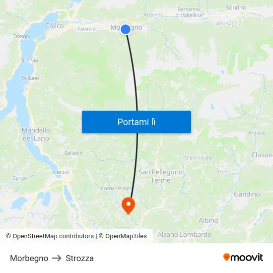 Morbegno to Strozza map