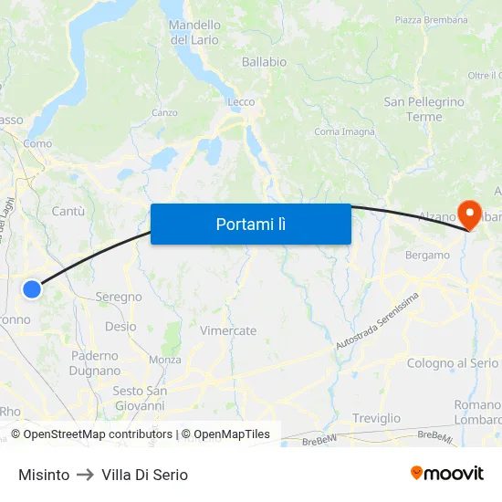 Misinto to Villa Di Serio map