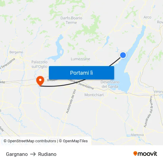 Gargnano to Rudiano map