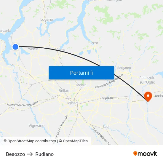 Besozzo to Rudiano map