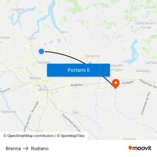 Brenna to Rudiano map
