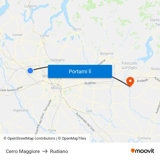 Cerro Maggiore to Rudiano map