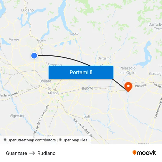 Guanzate to Rudiano map