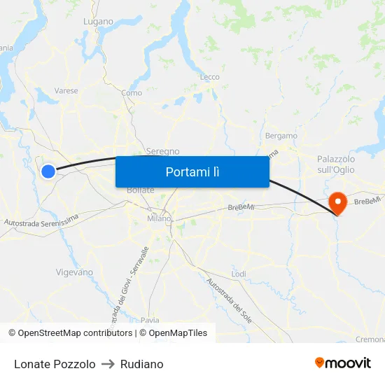 Lonate Pozzolo to Rudiano map