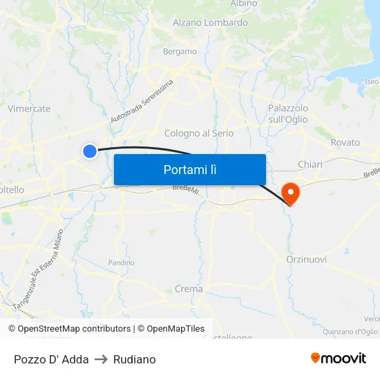 Pozzo D' Adda to Rudiano map