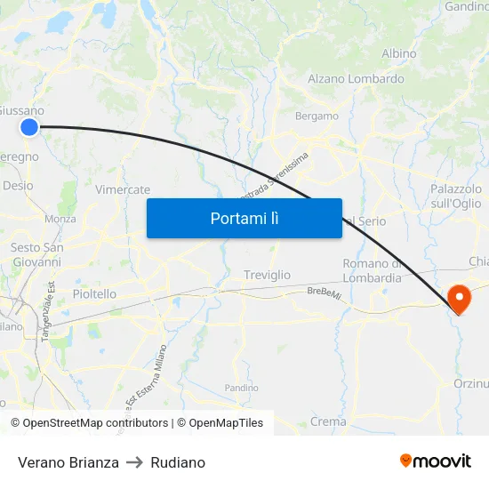 Verano Brianza to Rudiano map