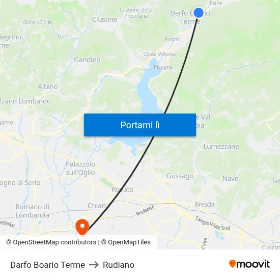 Darfo Boario Terme to Rudiano map