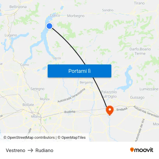 Vestreno to Rudiano map
