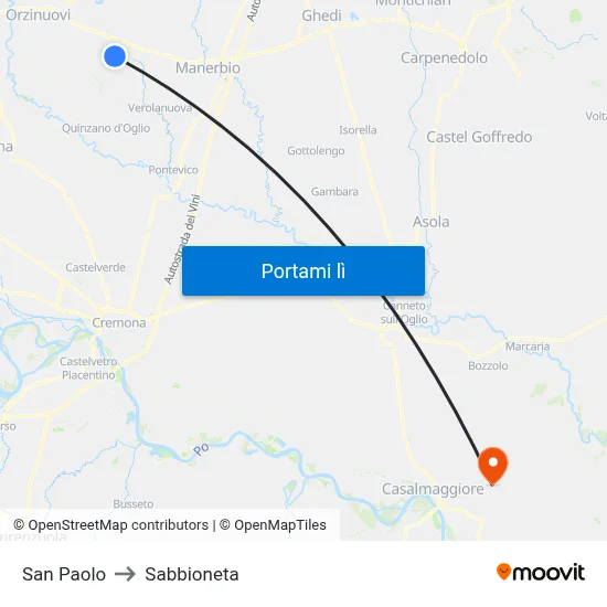 San Paolo to Sabbioneta map