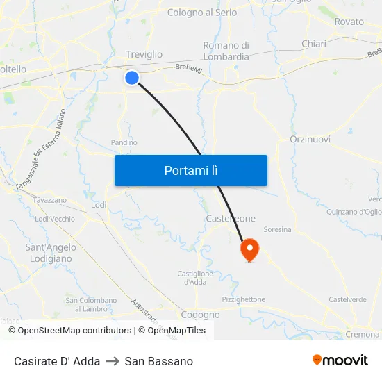 Casirate D' Adda to San Bassano map