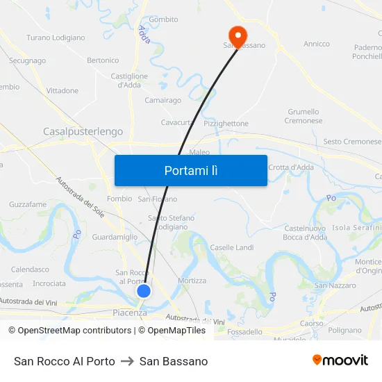 San Rocco Al Porto to San Bassano map