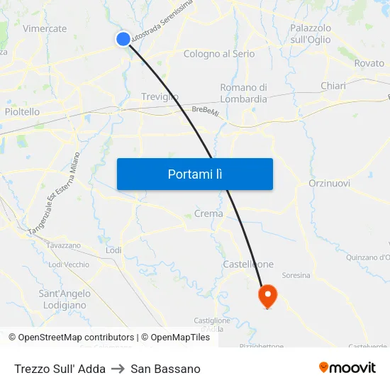 Trezzo Sull' Adda to San Bassano map