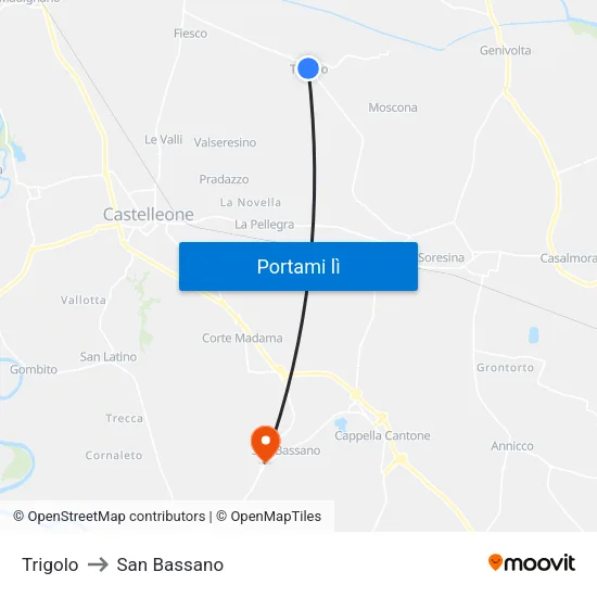 Trigolo to San Bassano map