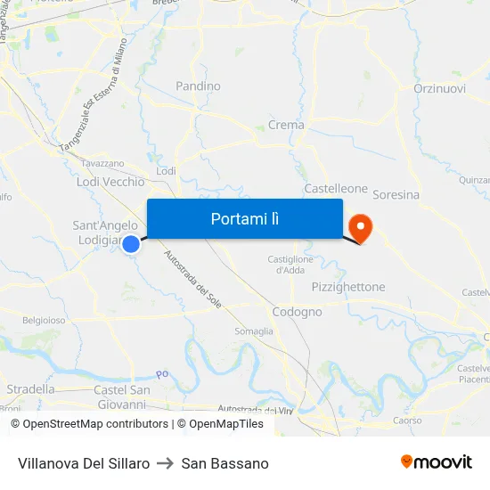 Villanova Del Sillaro to San Bassano map