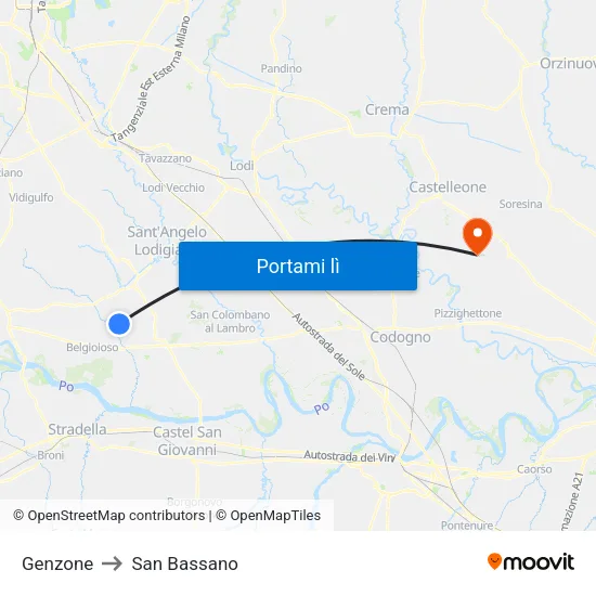Genzone to San Bassano map
