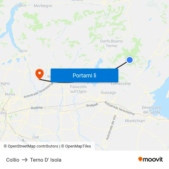 Collio to Terno D' Isola map
