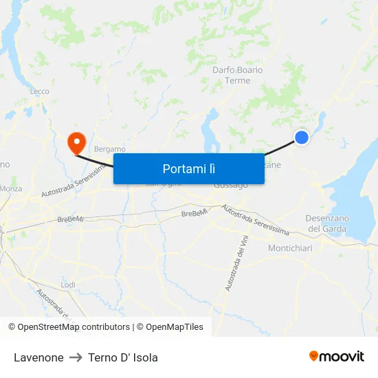 Lavenone to Terno D' Isola map