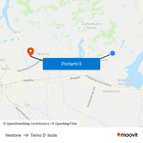 Vestone to Terno D' Isola map
