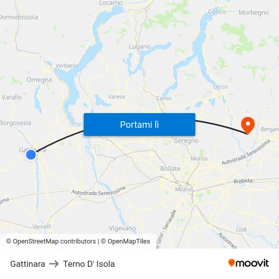 Gattinara to Terno D' Isola map