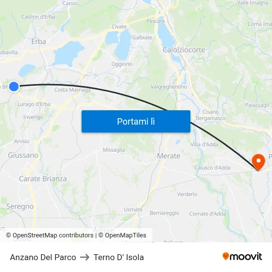 Anzano Del Parco to Terno D' Isola map