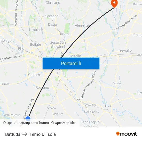 Battuda to Terno D' Isola map