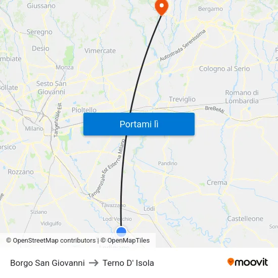 Borgo San Giovanni to Terno D' Isola map
