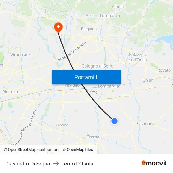Casaletto Di Sopra to Terno D' Isola map