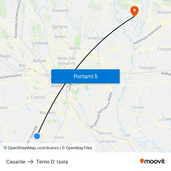 Casarile to Terno D' Isola map