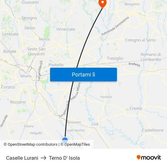 Caselle Lurani to Terno D' Isola map