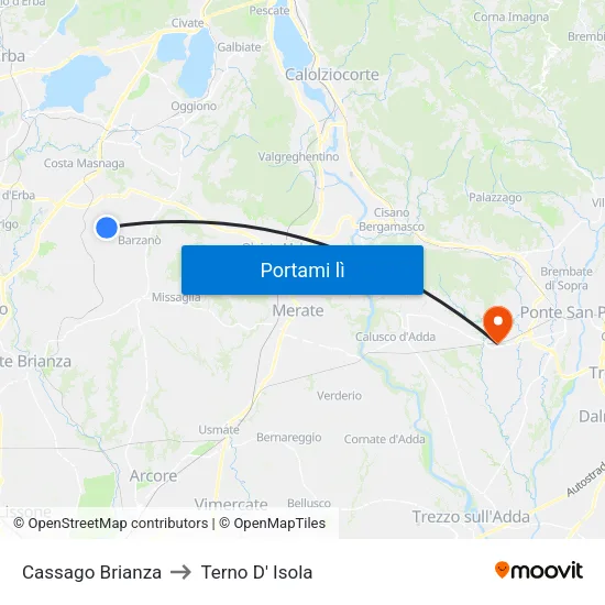 Cassago Brianza to Terno D' Isola map