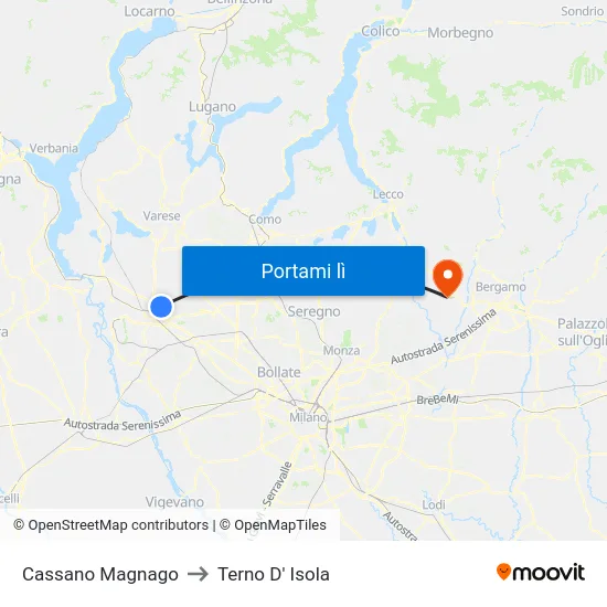 Cassano Magnago to Terno D' Isola map